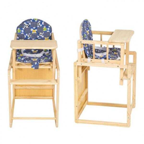 2in1 kinderstoel kinderstoeltje hout + tafel blauw 401324